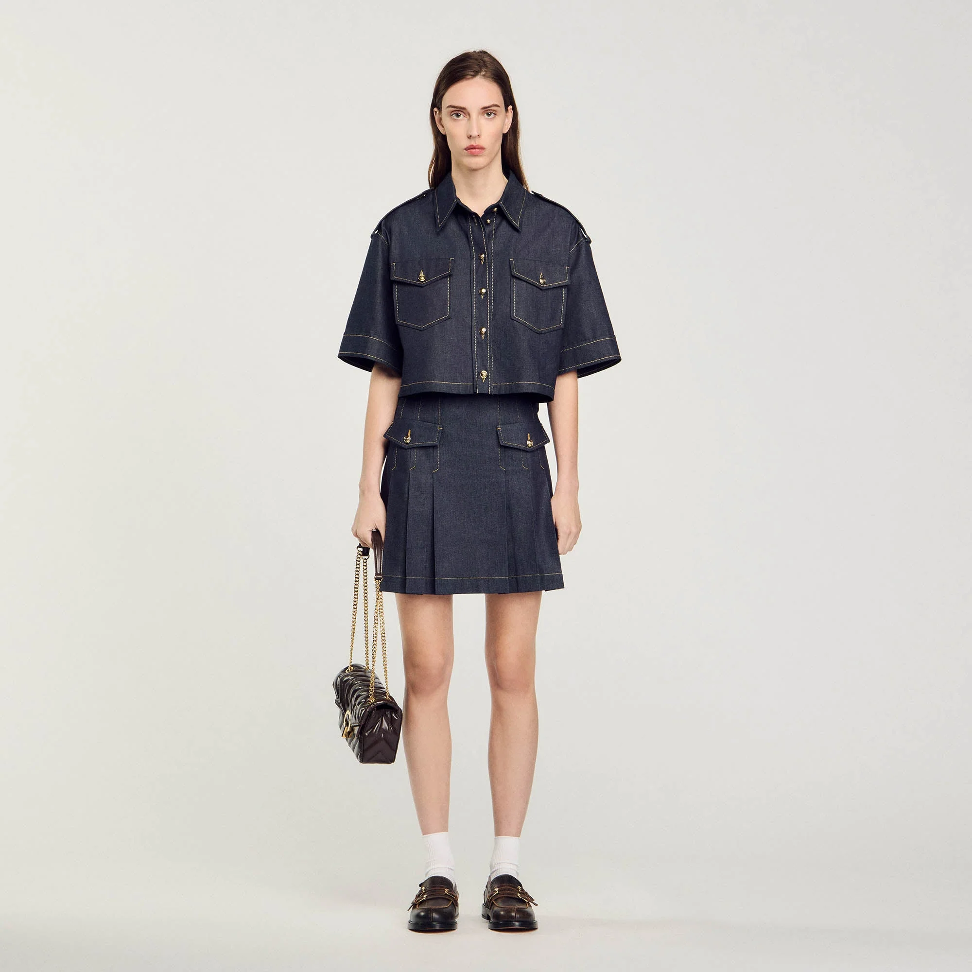 Falda vaquera plisada - Imagen 7