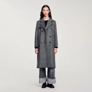 Abrigo recto con cuello sastre en gris