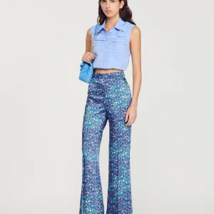 Pantalón satinado con estampado floral