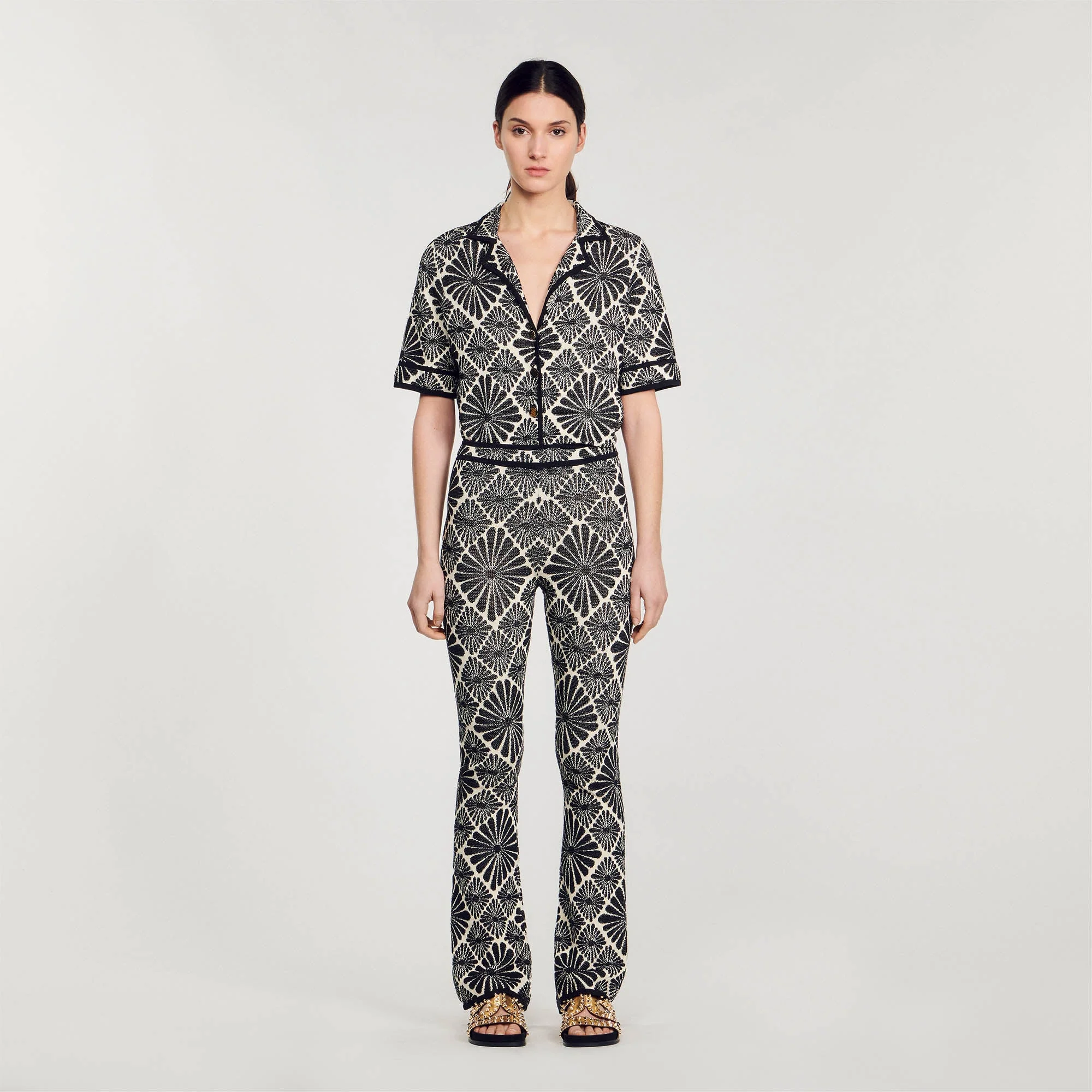 Pantalón de jacquard con flores - Imagen 6