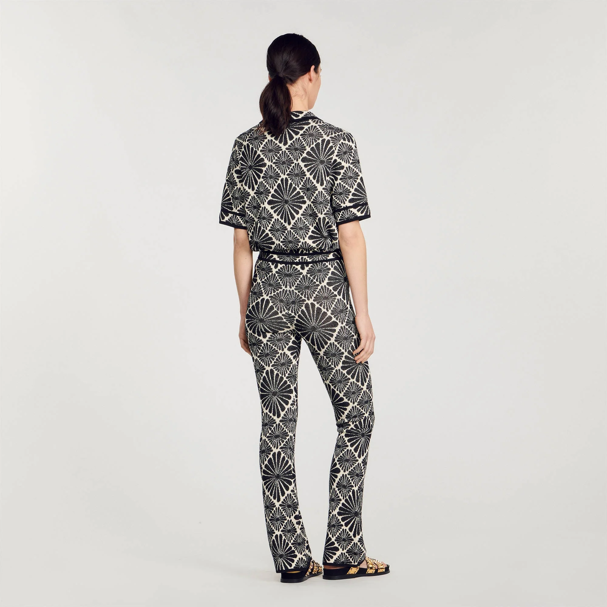 Pantalón de jacquard con flores - Imagen 5