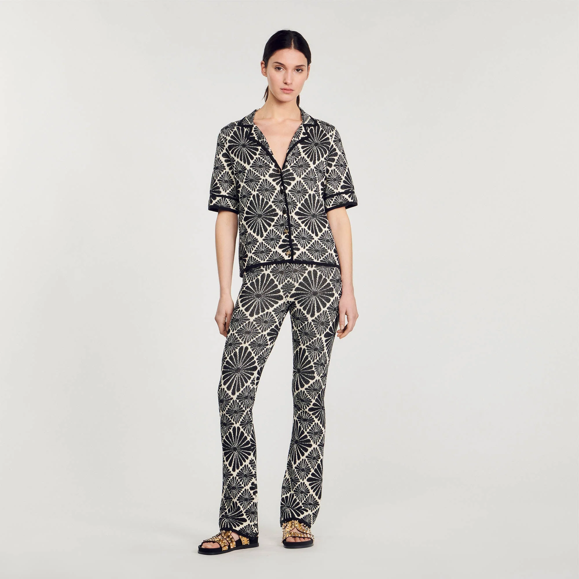 Pantalón de jacquard con flores - Imagen 4