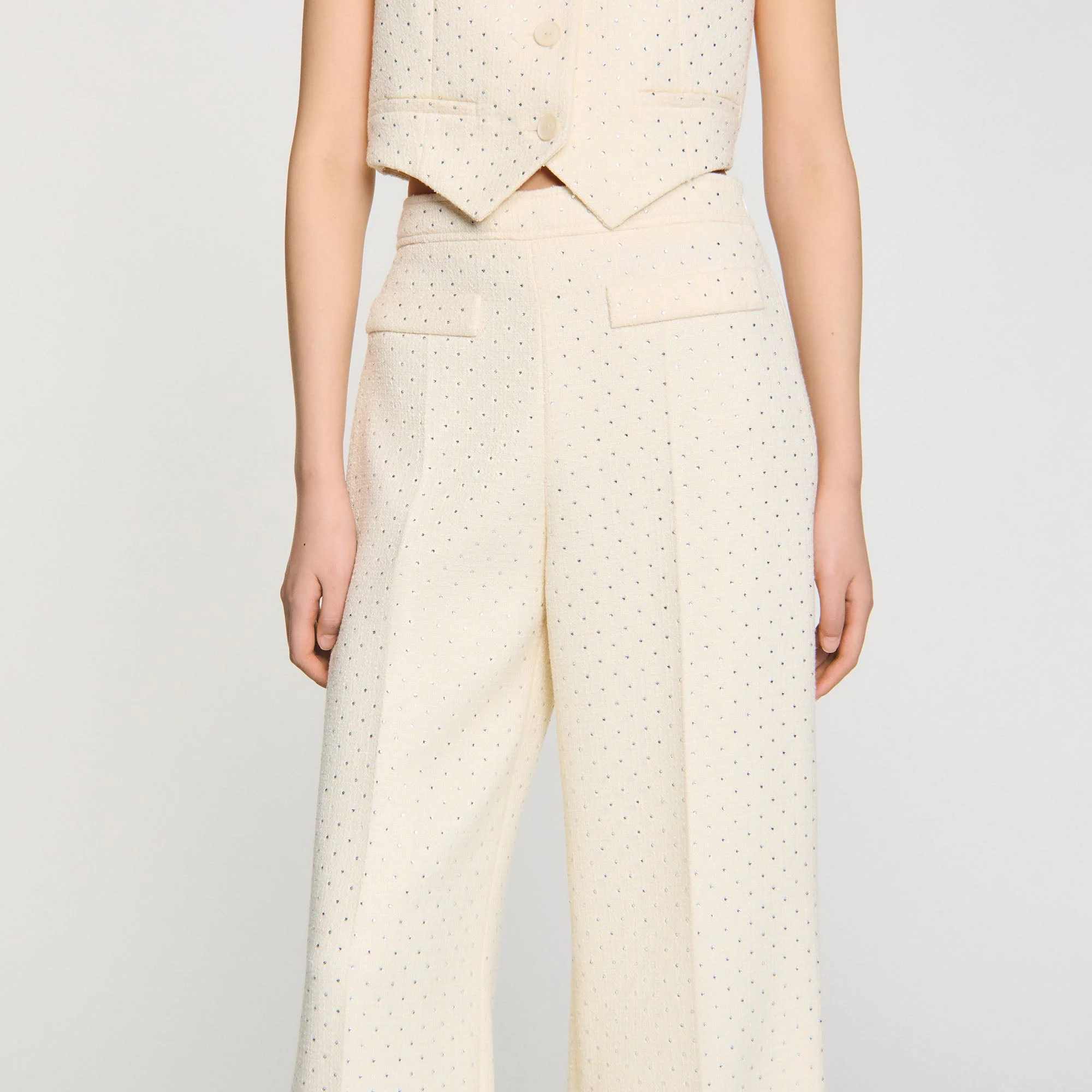 Pantalón de tweed con strass - Imagen 4