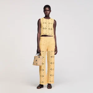 Pantalón recto de ganchillo