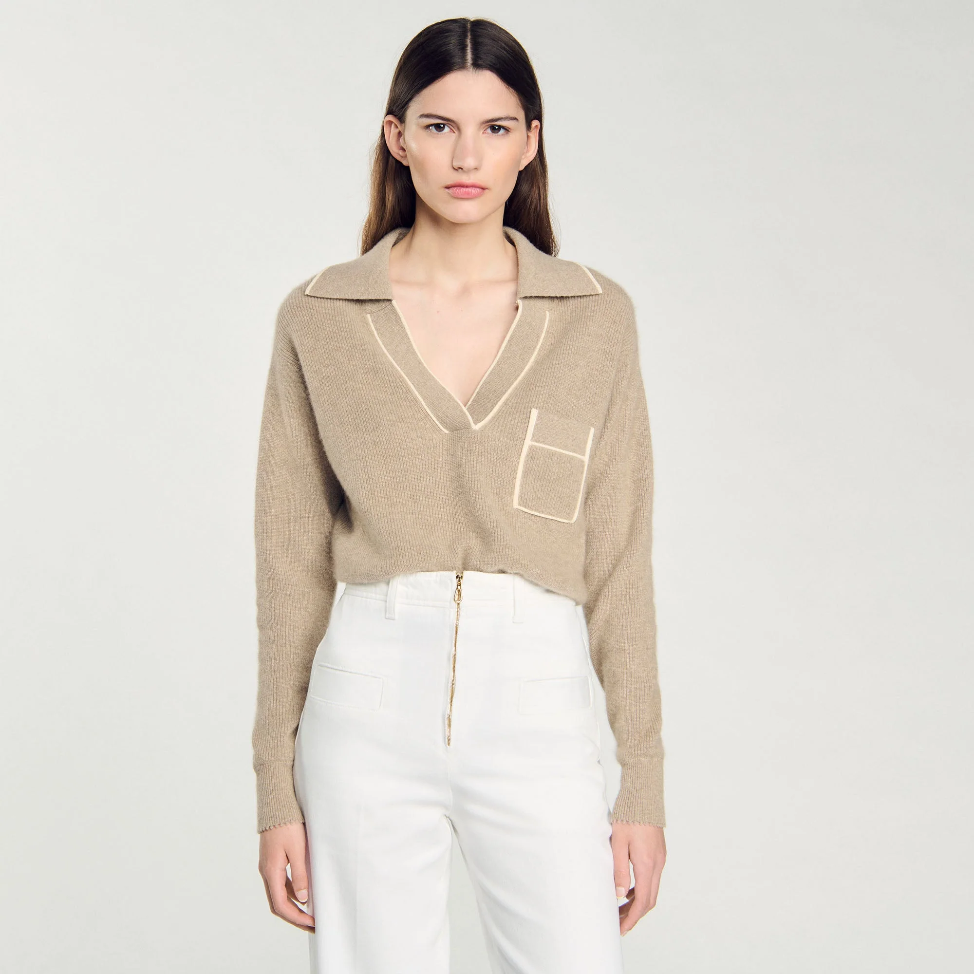 Jersey con cuello de polo abierto - Imagen 3