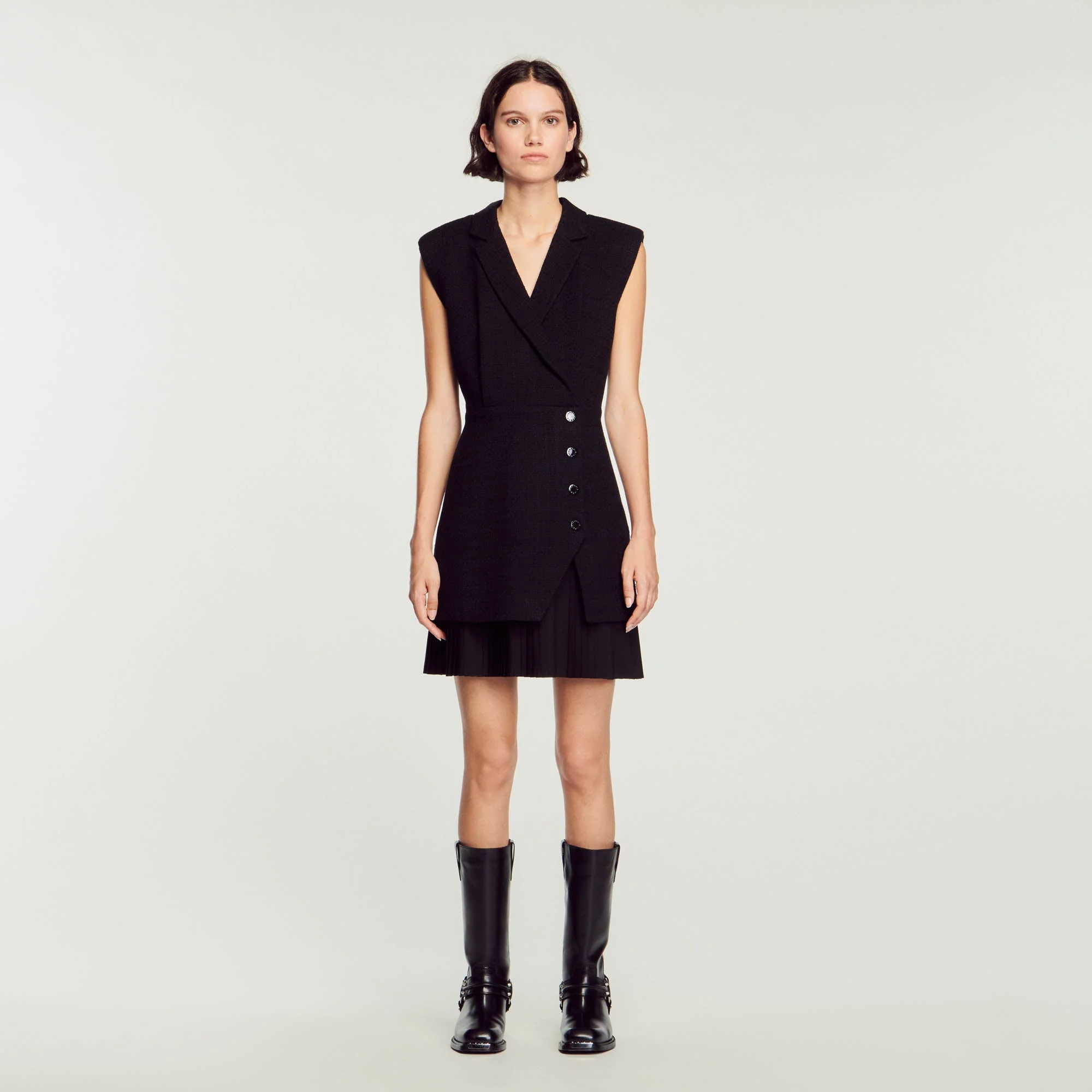 Vestido plisado de tweed - Imagen 7