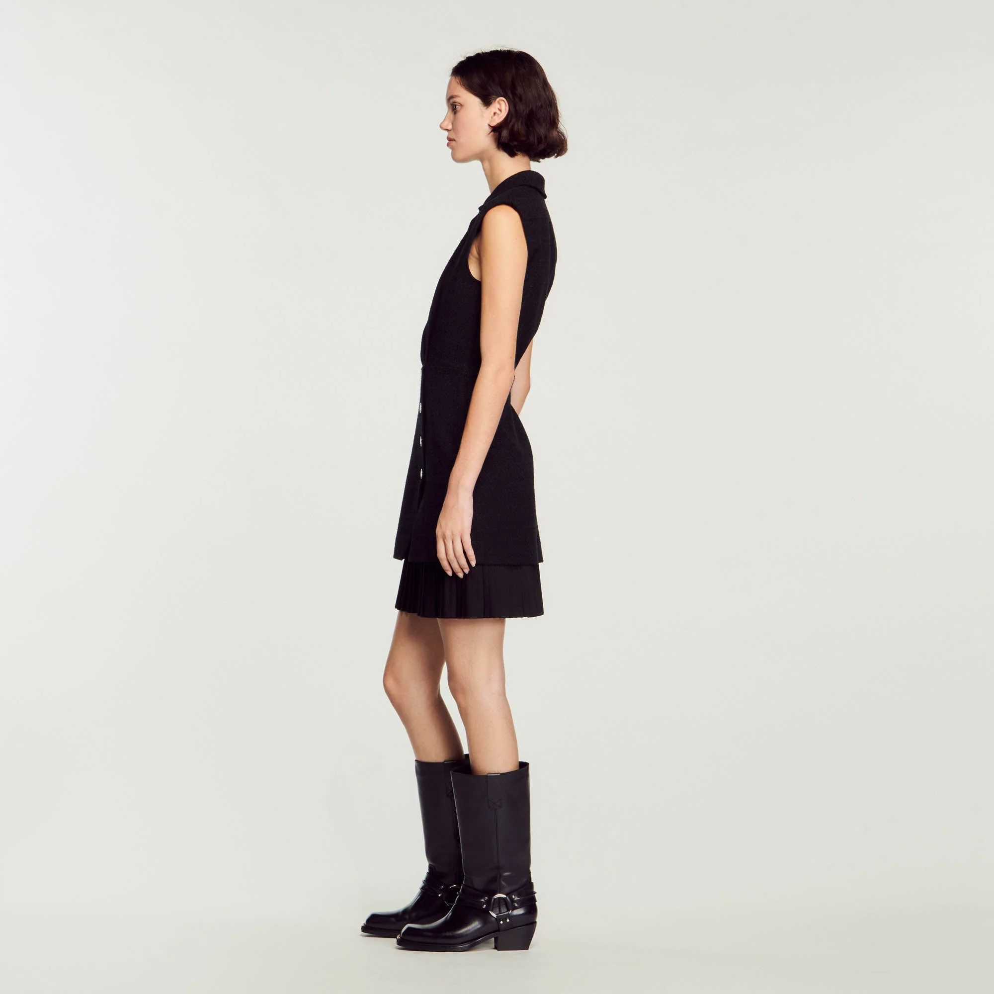 Vestido plisado de tweed - Imagen 4