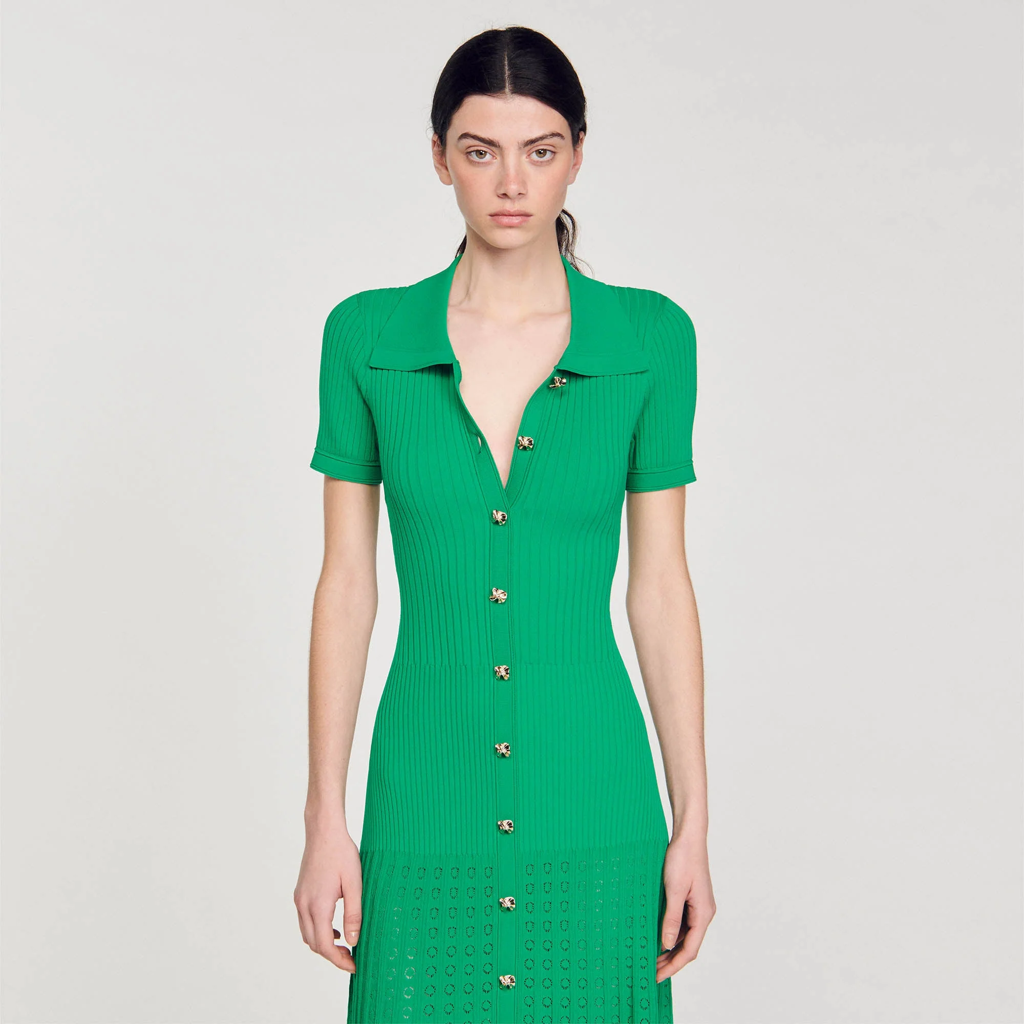 Vestido largo de punto de canalé - Imagen 3