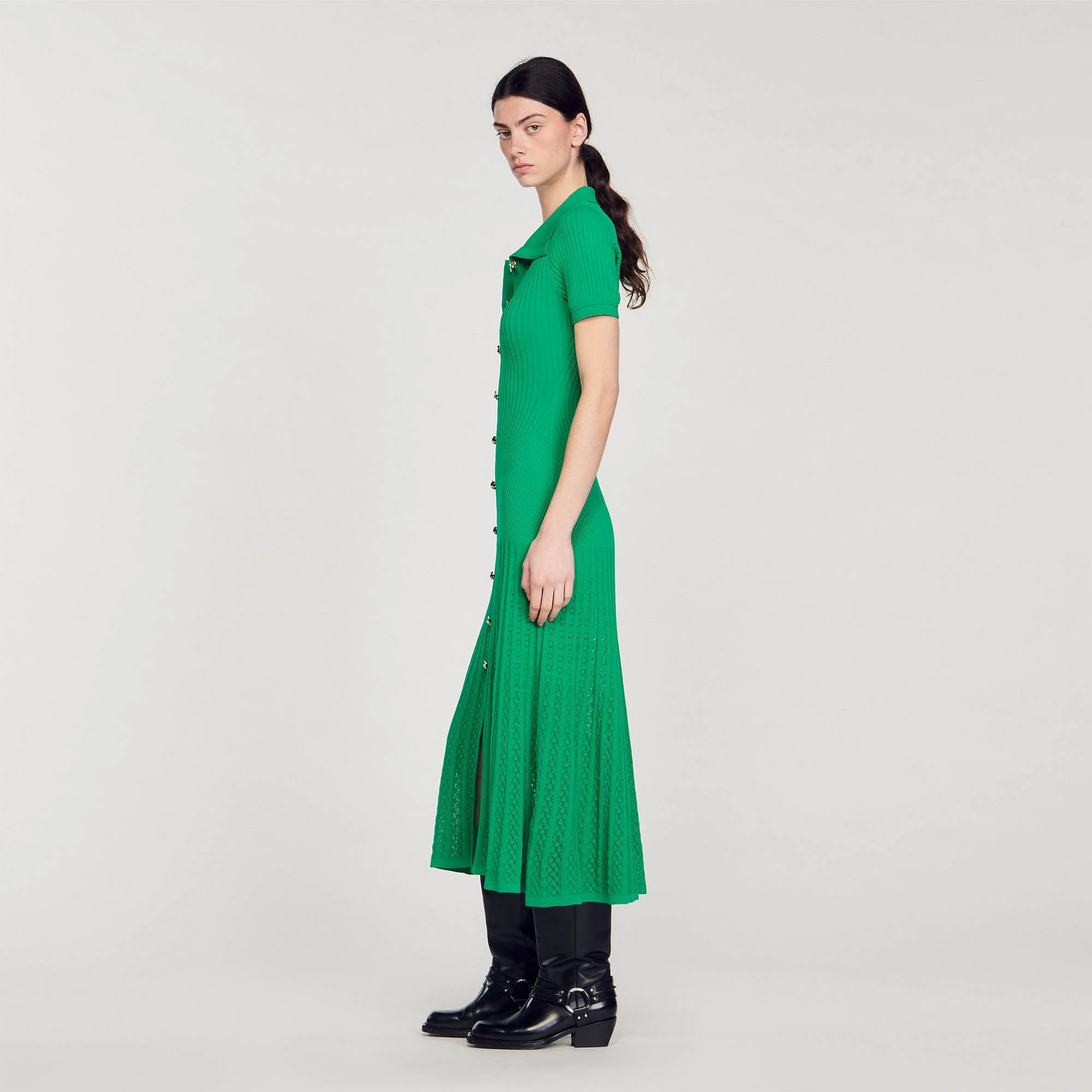 Vestido largo de punto de canalé - Imagen 4