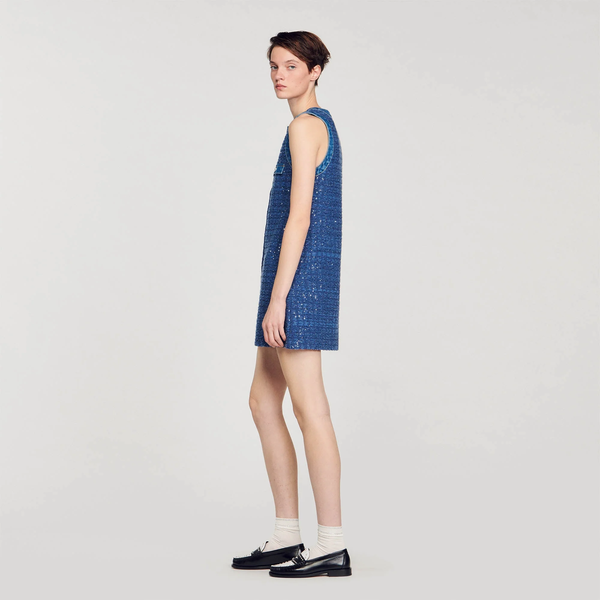 Vestido corto trapecio de tweed - Imagen 4