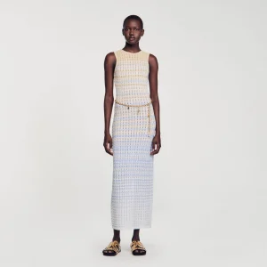 Vestido largo sin mangas de punto pointelle