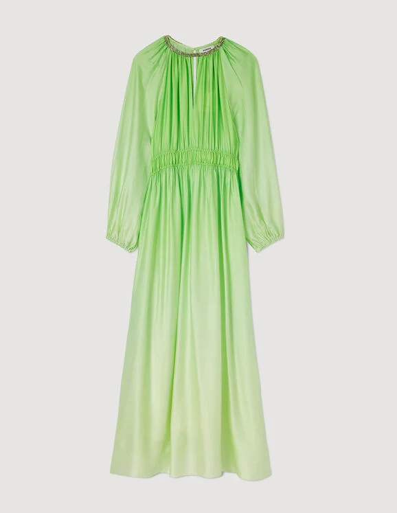 Vestido largo con strass en el cuello - Imagen 5