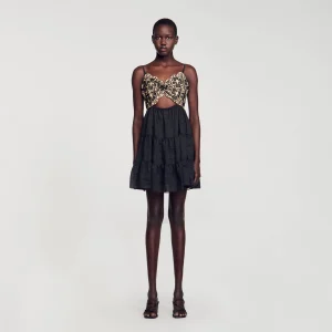 Vestido bicolor bordado