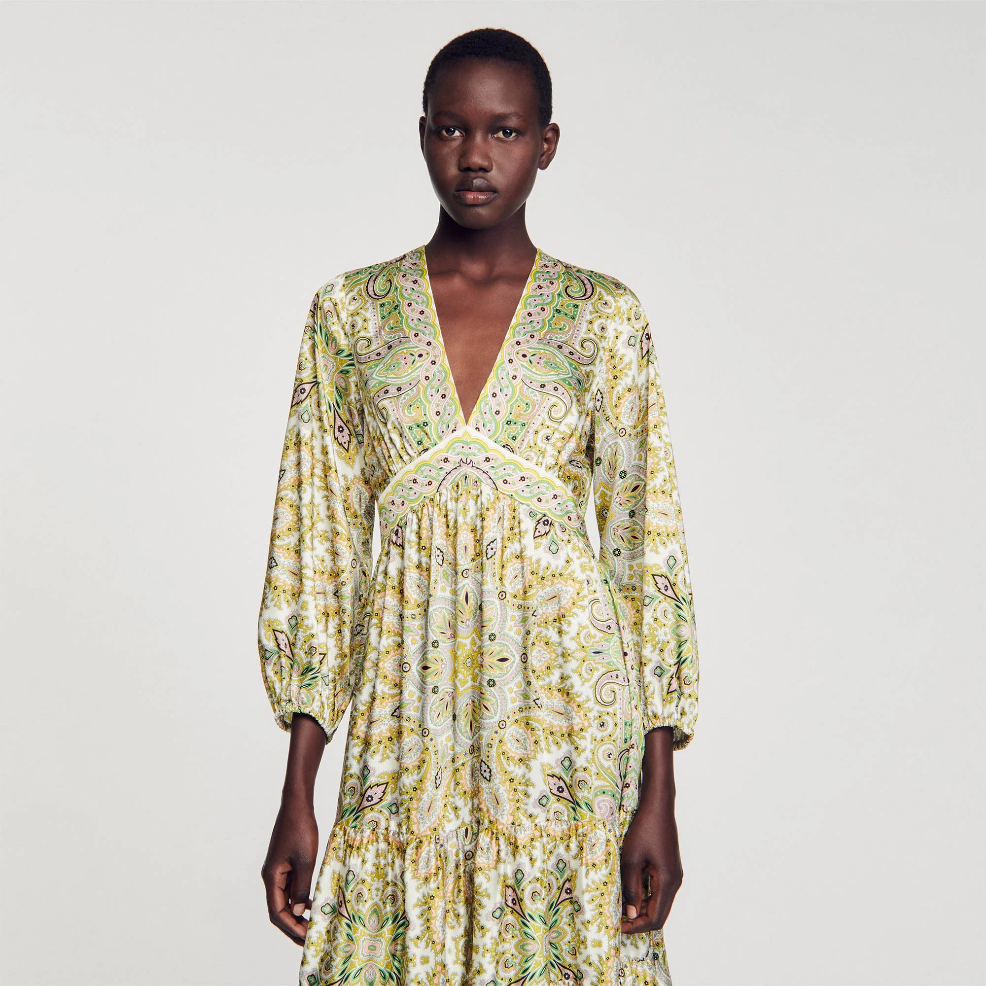 Vestido largo con estampado de fular - Imagen 3