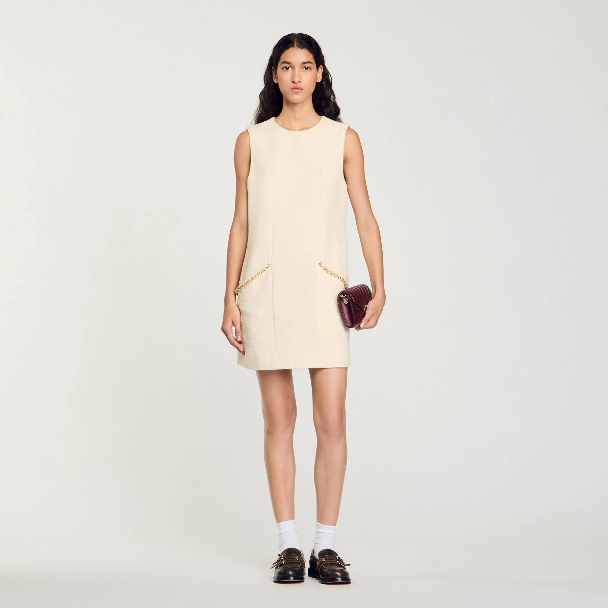 Vestido corto de tweed con strass - Imagen 4