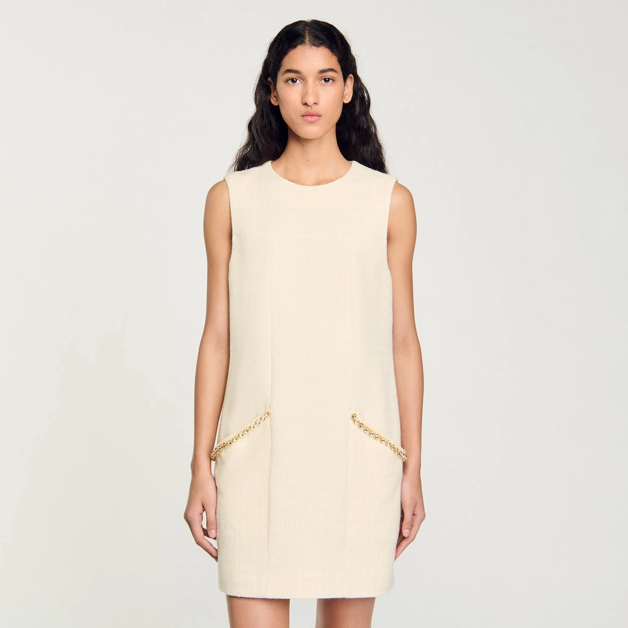 Vestido corto de tweed con strass - Imagen 3