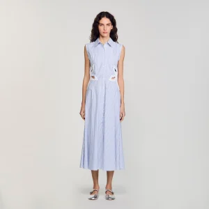 Maxi vestido de rayas con detalles bordados