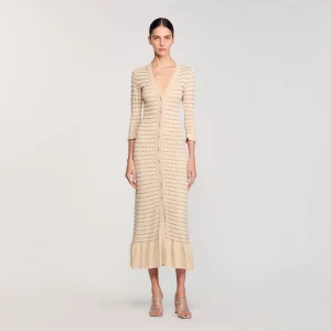 Vestido largo de punto con strass