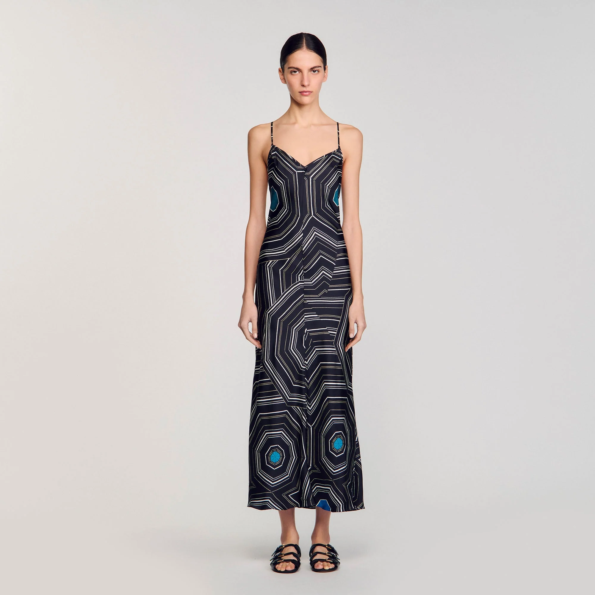 Vestido largo estampado de seda - Imagen 7