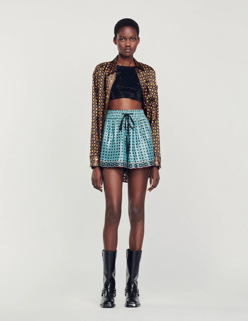 Short fluido estampado