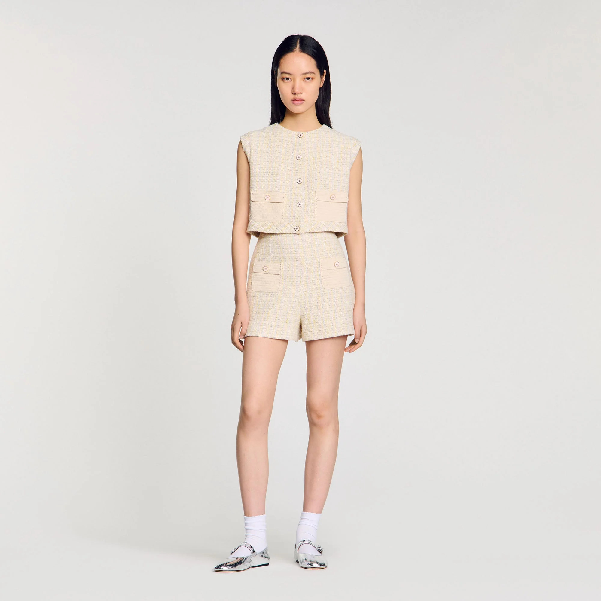 Short de tweed de fantasía