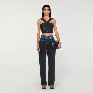 Top tipo corpiño de tweed