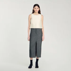 Top de raso con pedrería