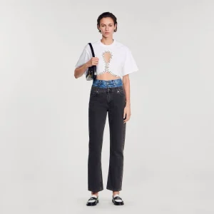 Camiseta corta con brillantes