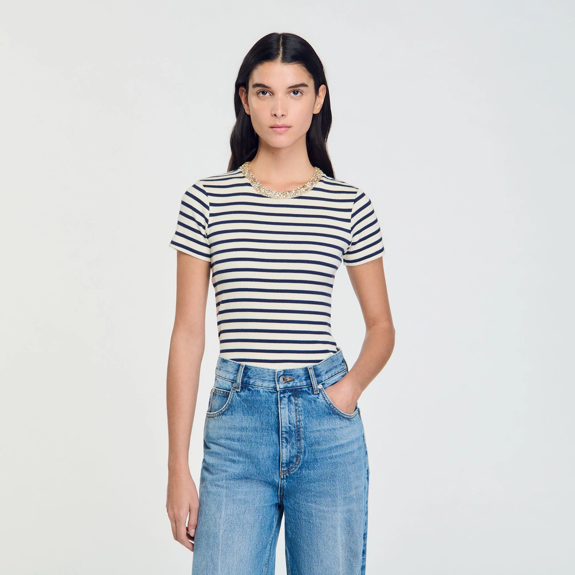 Camiseta a rayas con strass - Imagen 3