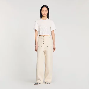 Camiseta cropped con pedrería