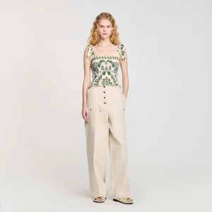 Top fruncido de flores