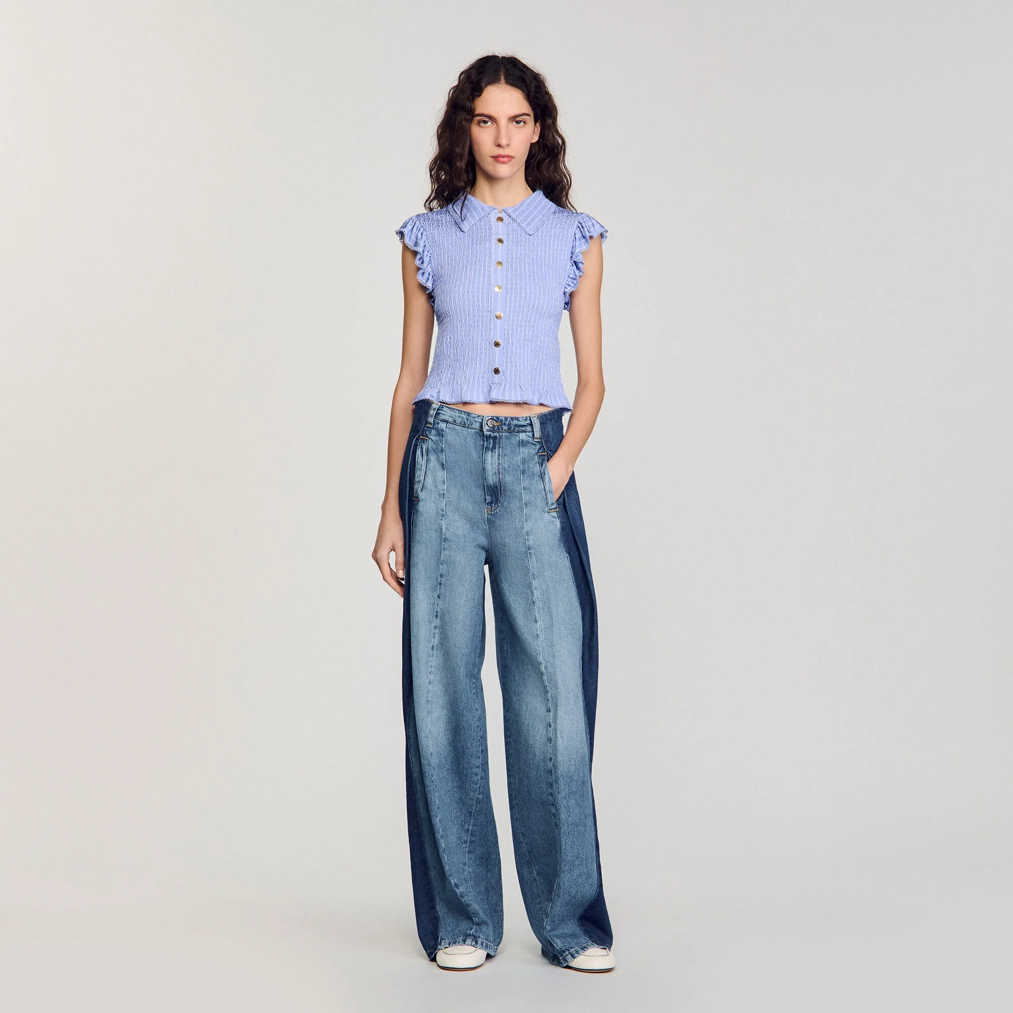 Camiseta fruncida a rayas