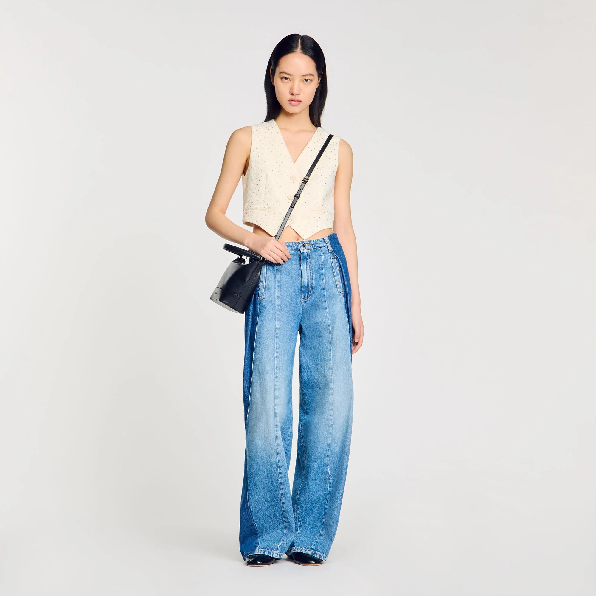 Chaqueta de tweed con strass