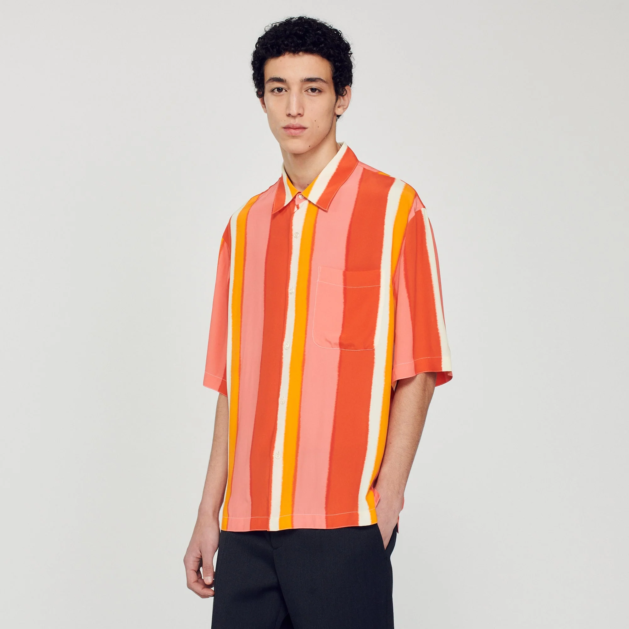 Camisa Manga Corta con Rayas Estampadas - Imagen 4