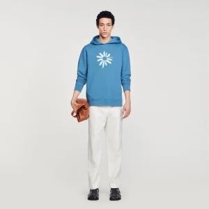 Sudadera con capucha de algodón con flor