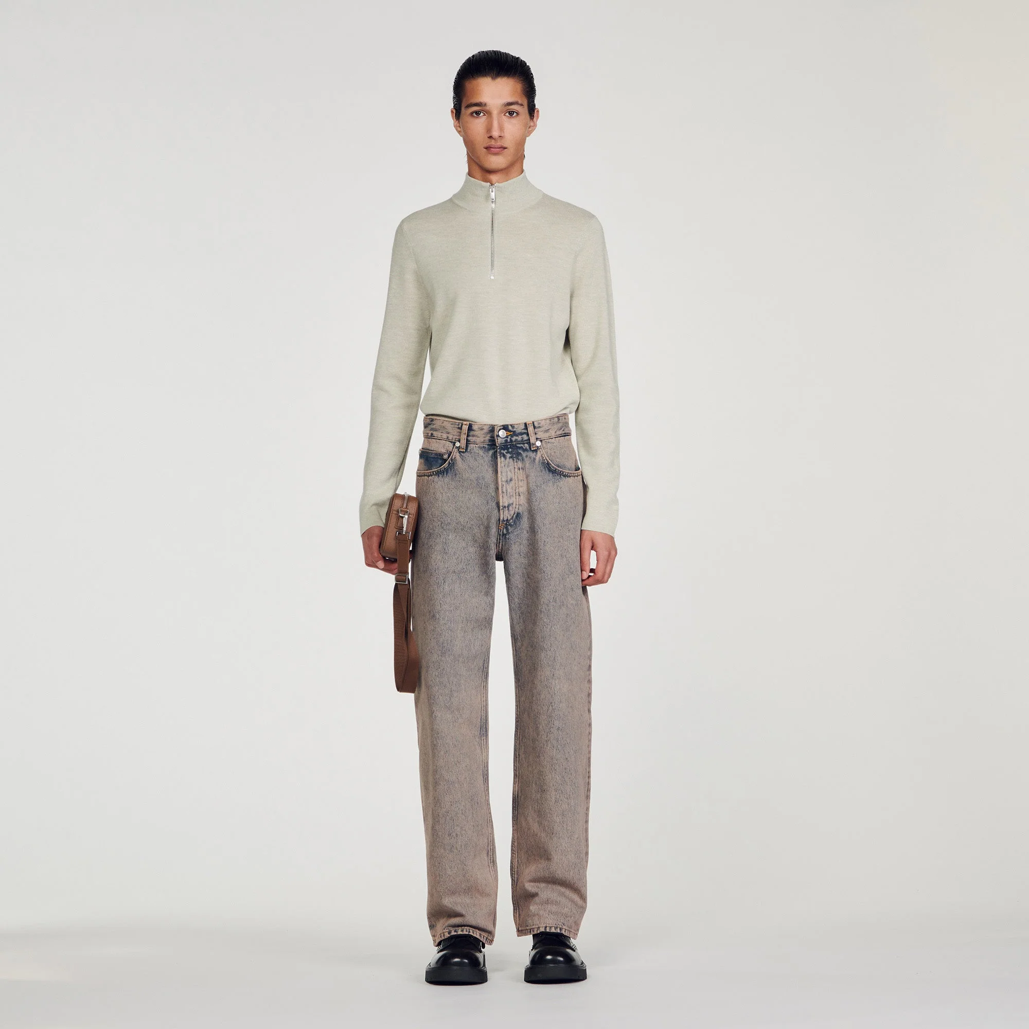 Jersey de lana con cuello con cremallera