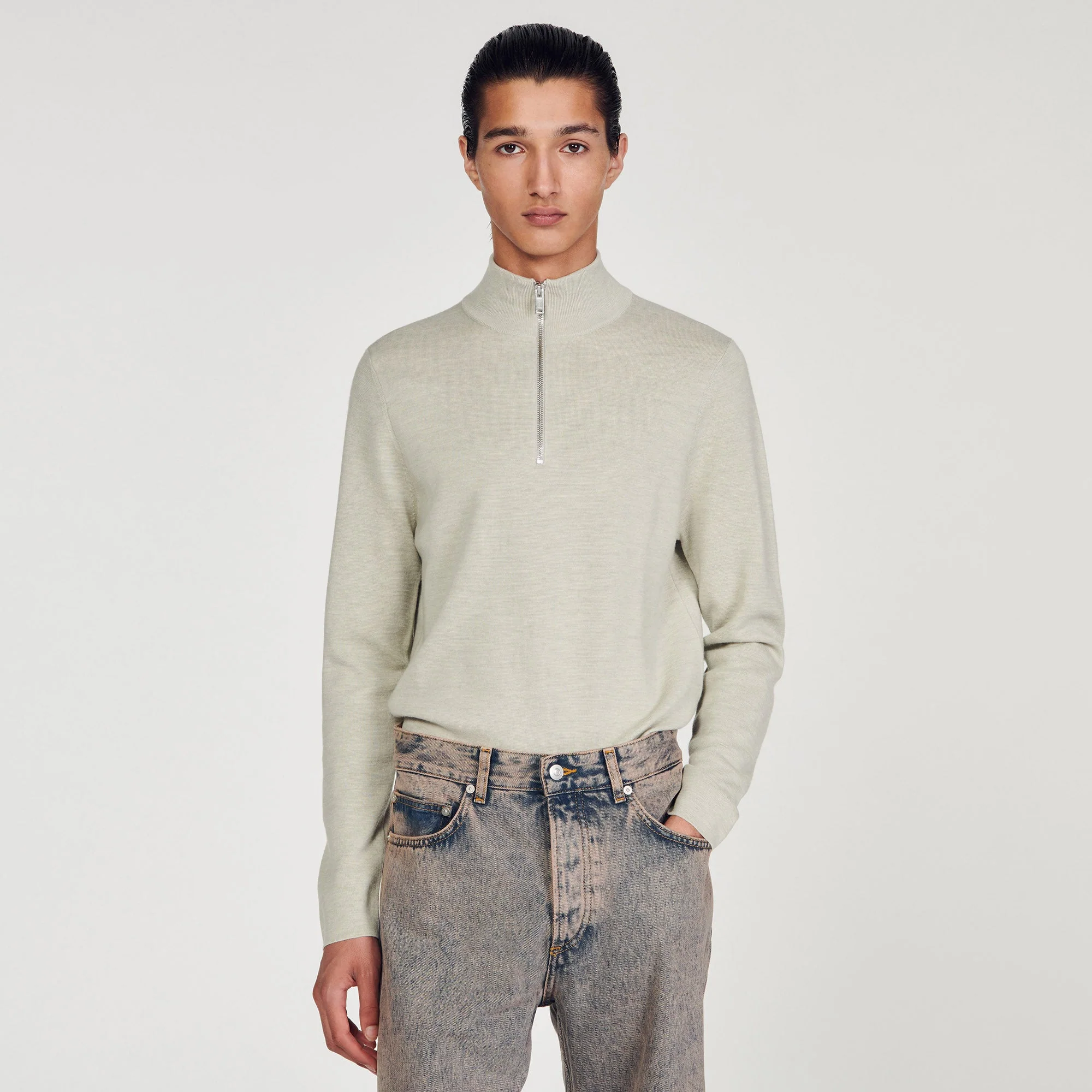 Jersey de lana con cuello con cremallera - Imagen 4