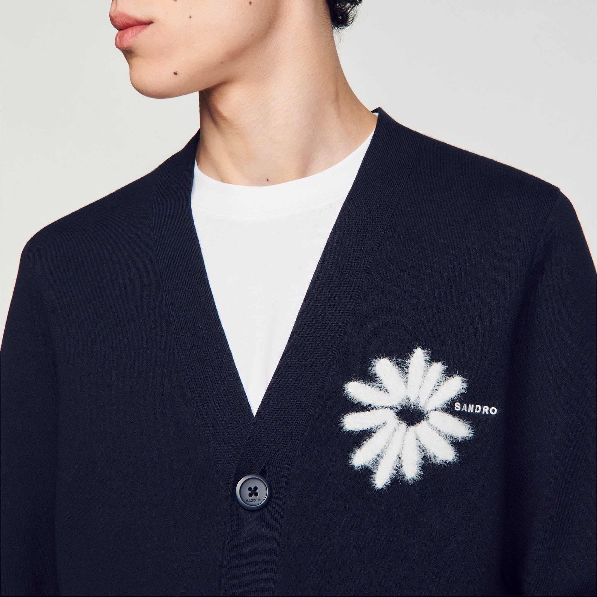 Càrdigan de punto con flor de jacquard - Imagen 4