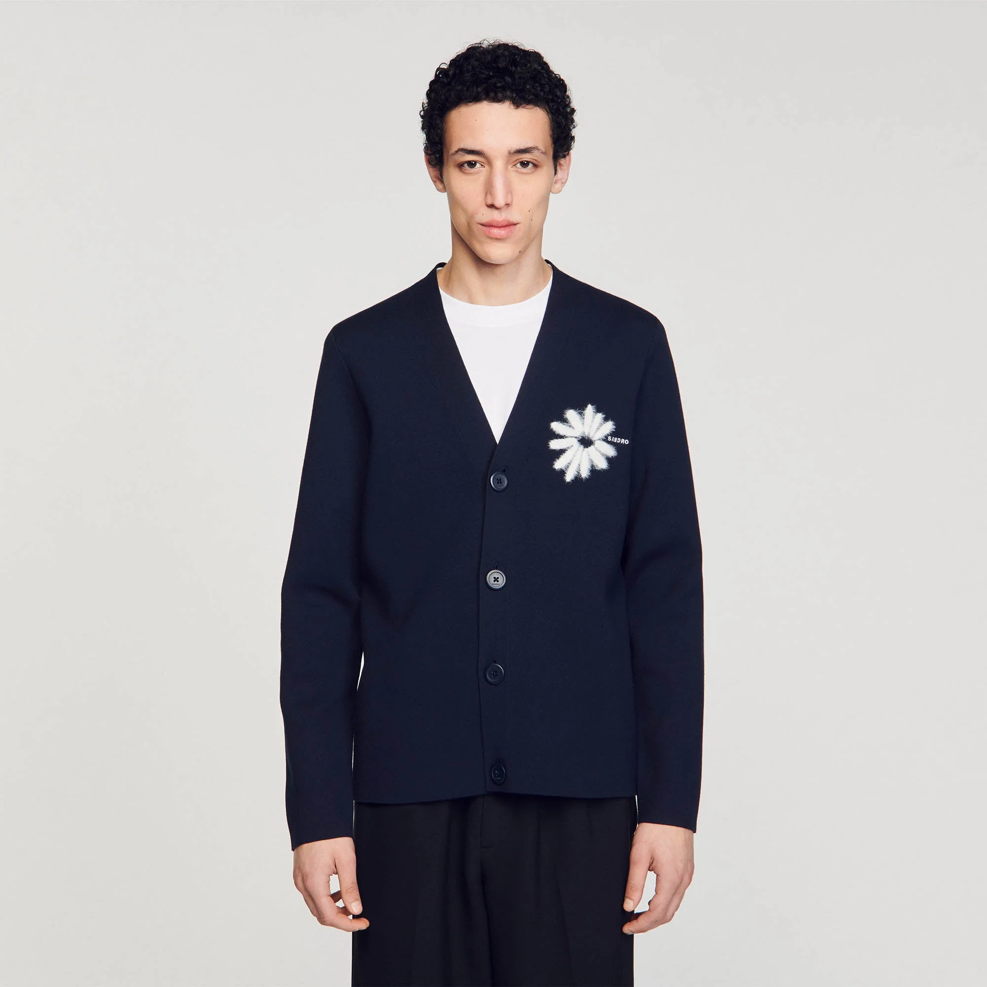 Càrdigan de punto con flor de jacquard - Imagen 5