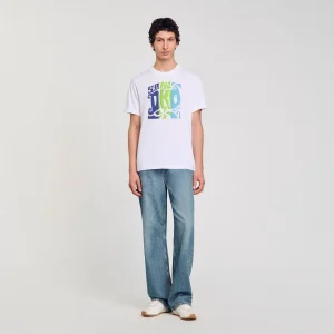 Camiseta de algodón estampado olas