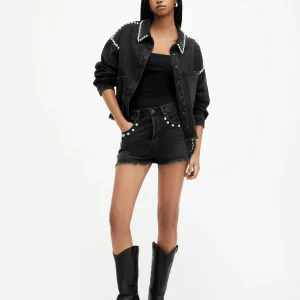 Shorts Heidi Negro Lavado Con tachuelas