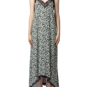 Vestido Risty Crepe Flowers Vainilla