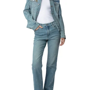 Chamarra Kasy Strass Azul Claro