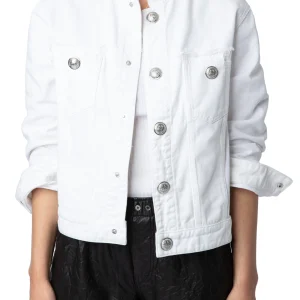 Chamarra Kaely Destroy Denim Eco Blanco