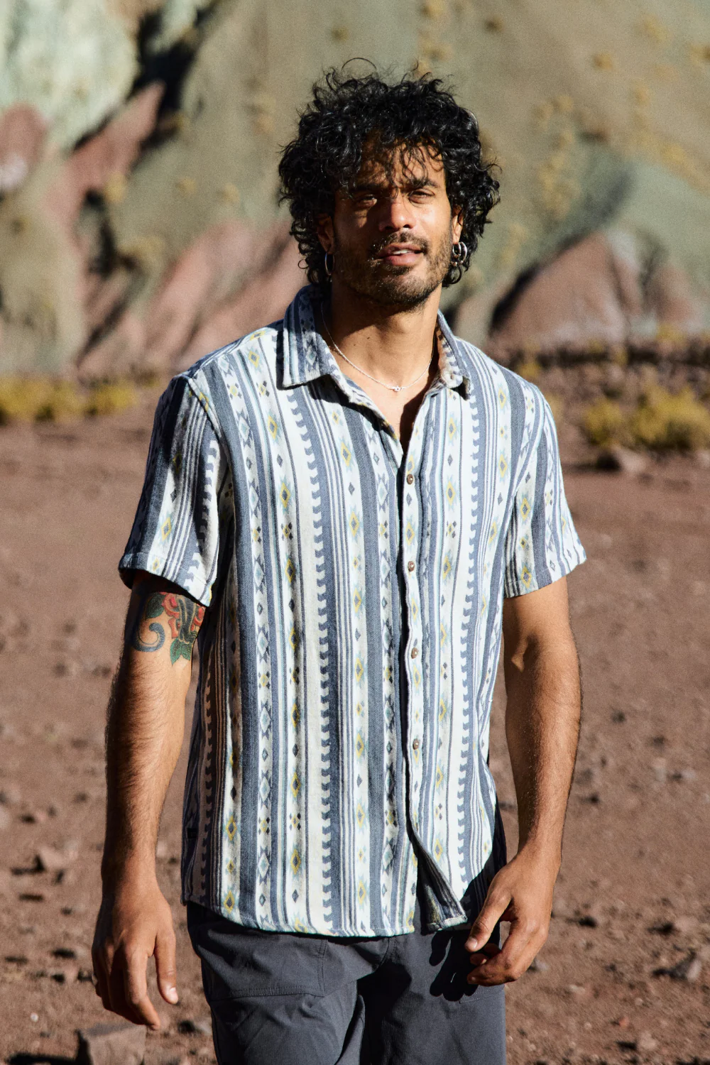 Camisa Kaz Orgánica Print Beige Hombre