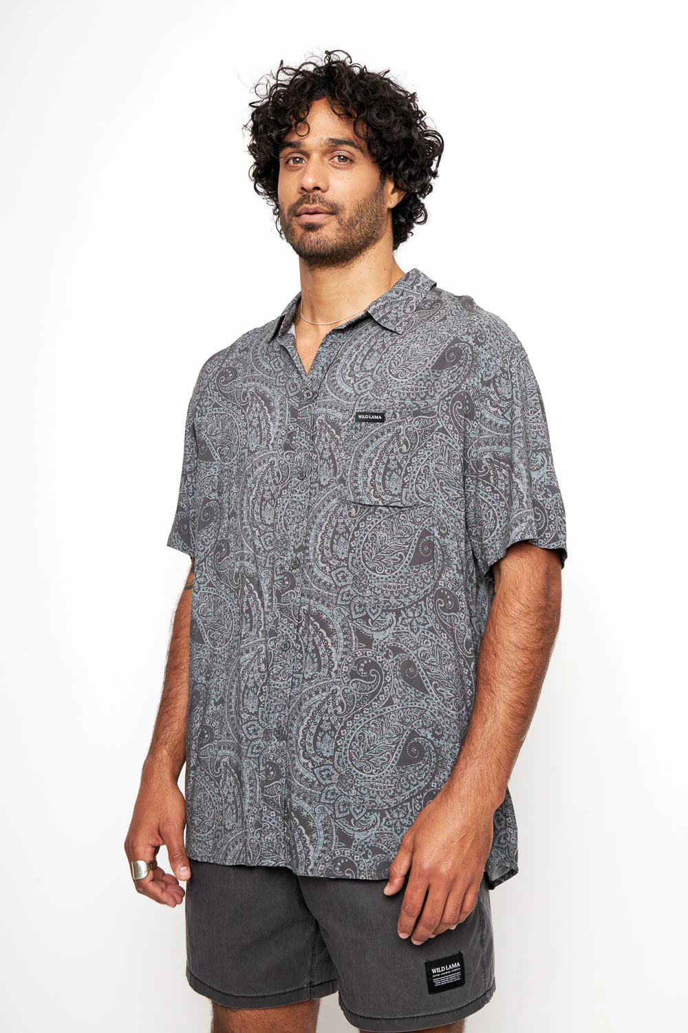 Camisa Mero Paisley Gris Hombre ECOVERO™ - Imagen 3