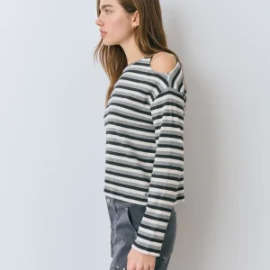 Camiseta rayas cut-out hombros