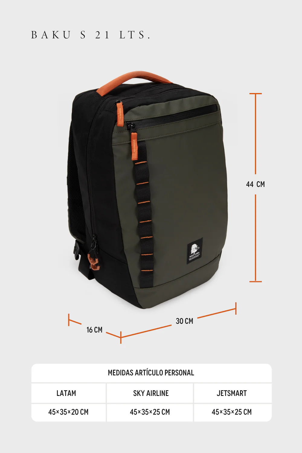 Mochila Travel Baku S Reciclada Verde 21L. - Imagen 3