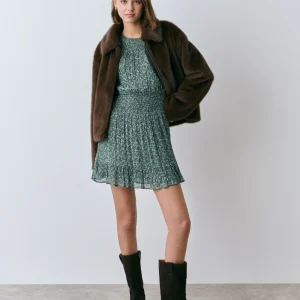 Vestido estampado floral bicolor